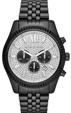 Michael Kors Lexington Chronograph Crystals Silver Dial Black Steel Strap Watch for Men - MK8605 Buy Now By Michael Kors