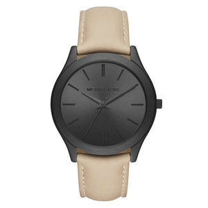 Michael Kors Slim Runway Black Dial Beige Leather Strap Watch For Men - MK8510 Buy Now By Michael Kors