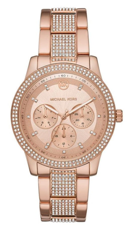 Michael Kors Tibby Chronograph Crystals Rose Gold Dial Rose Gold Steel Strap Watch For Women - MK6826 Buy Now By Michael Kors