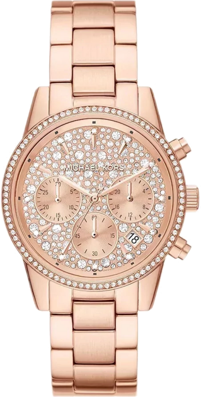 Michael Kors Ritz Chronograph Rose Gold Dial Rose Gold Steel Strap Watch For Women - MK7302 Buy Now By Michael Kors