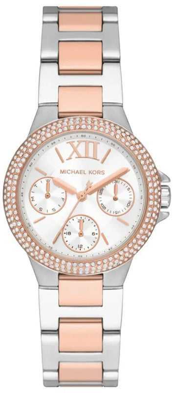 Michael Kors Camille Multifunction White Dial Two Tone Steel Strap Watch for Women - MK1054 Buy Now By Michael Kors