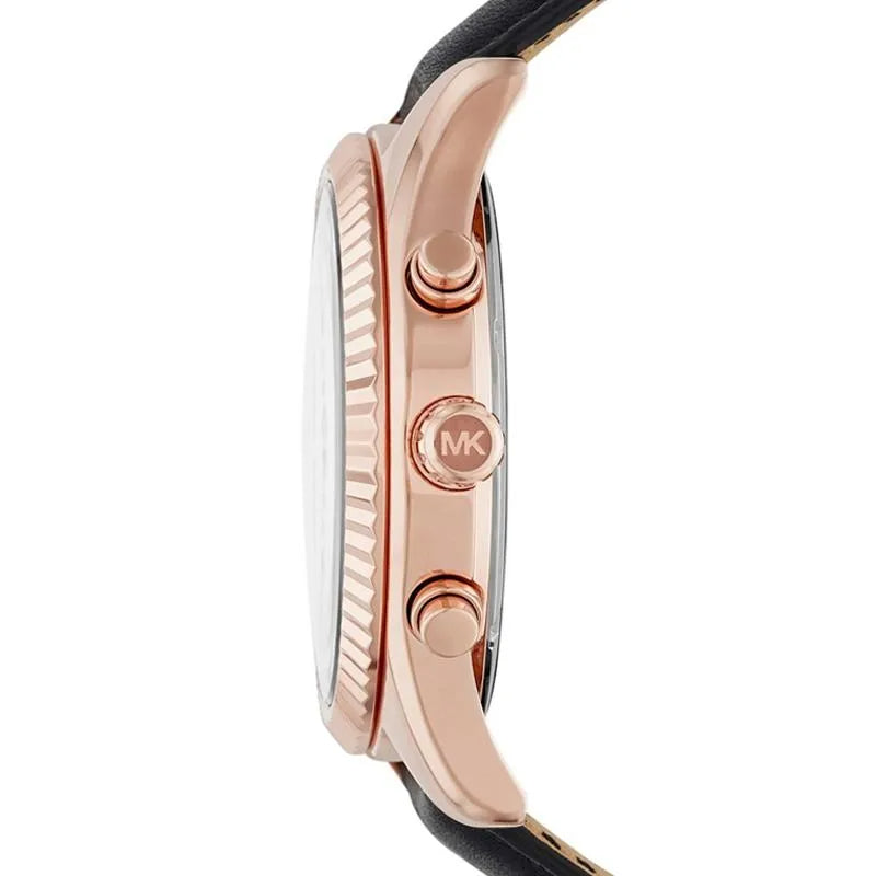 Michael Kors Lexington Chronograph Rose Gold Dial Black Leather Strap Watch For Men - MK8516 Buy Now By Michael Kors
