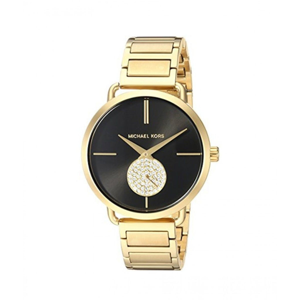 Michael Kors Portia Black Dial Gold Steel Strap Watch for Women - MK3788 Buy Now By Michael Kors