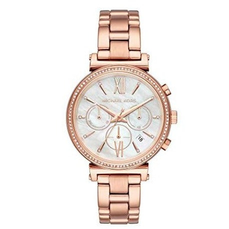 Michael Kors Sofie Chronograph Mother of Pearl White Dial Rose Gold Steel Strap Watch For Women - MK6576 Buy Now By Michael Kors