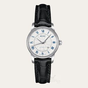 Mido Baroncelli III Automatic Silver Dial Black Leather Strap Watch For Women - M7600.4.21.4 Buy Now By Mido