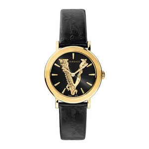 Versace Virtus Quartz Black Dial Black Leather Strap Watch for Women - VEHC00119 Buy Now By Versace