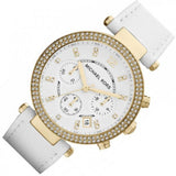 Michael Kors Parker White Dial with Diamonds White Leather Strap Watch for Women - MK2290 Buy Now By Michael Kors