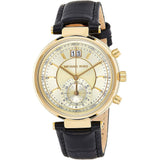 Michael Kors Sawyer Champagne Dial Black Leather Strap Watch for Women - MK2433 Buy Now By Michael Kors