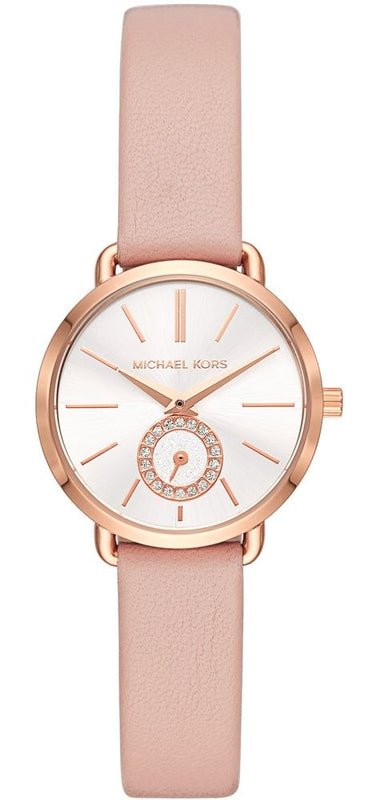 Michael Kors Petite Portia Silver Dial Pink Rubber Strap Watch For Women - MK2735 Buy Now By Michael Kors
