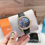 Michael Kors Layton Three Hand Mother of Pearl Black Dial Black Leather Strap Watch For Women - MK2911 Buy Now By Michael Kors