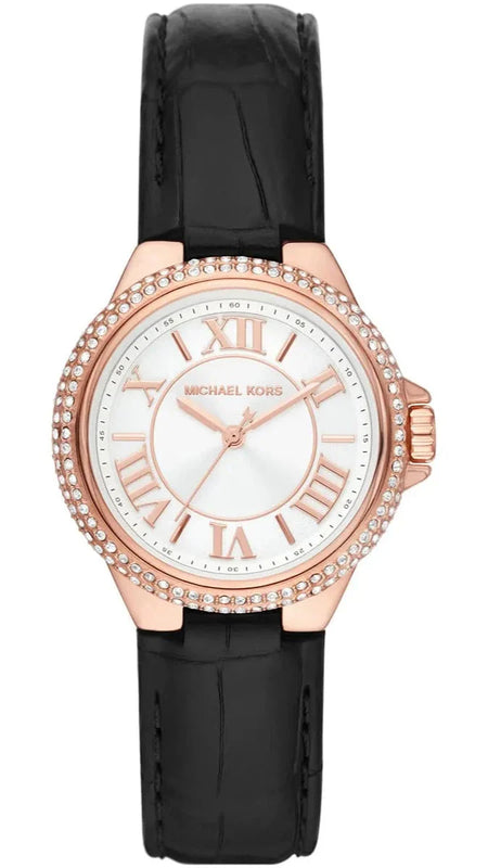 Michael Kors Camille Three-Hand Crystals White Dial Black Leather Strap Watch for Women - MK2962 Buy Now By Michael Kors