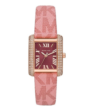 Michael Kors Emery Quartz Diamonds Red Dial Pink Leather Strap Watch For Women - MK2966 Buy Now By Michael Kors