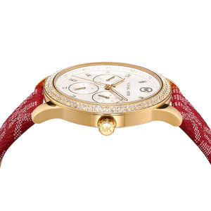 Michael Kors Tibby Multifunction Silver Dial Red Leather Strap Watch For Women - MK2975 Buy Now By Michael Kors