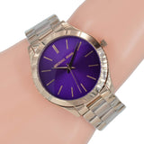 Michael Kors Slim Runway Purple Dial Rose Gold Steel Strap Watch for Women - MK3293 Buy Now By Michael Kors