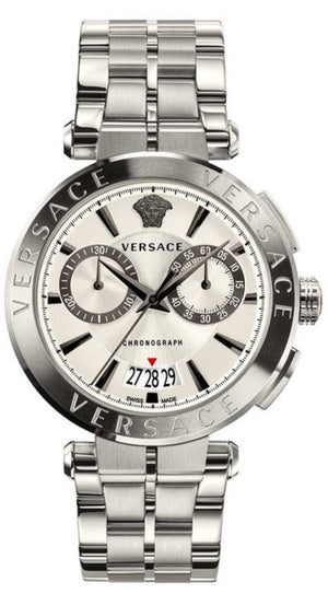 Versace Aion Chronograph White Dial Silver Steel Strap Watch for Men - VBR040017 Buy Now By Versace