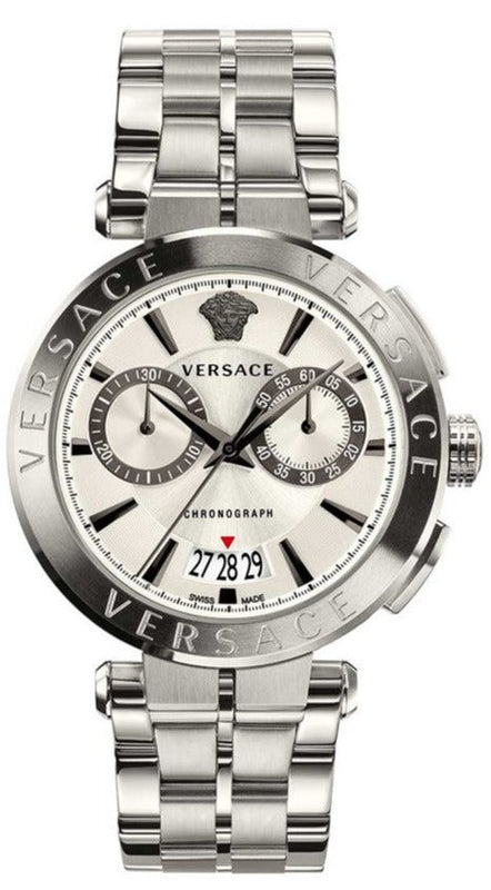 Versace Aion Chronograph White Dial Silver Steel Strap Watch for Men - VBR040017 Buy Now By Versace