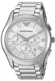 Emporio Armani Valente Chronograph Silver Dial Silver Steel Strap Watch For Men - AR11081