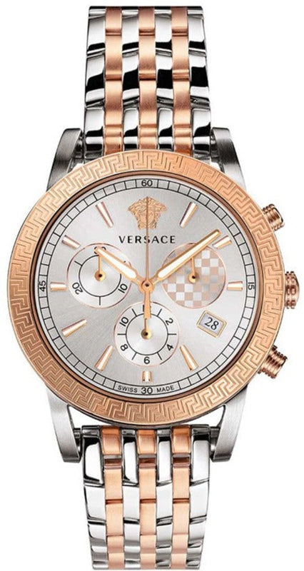 Versace Sport Tech Chronograph While Dial Two Tone Steel Strap Watch for Men - VELT00319 Buy Now By Versace