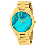 Michael Kors Slim Runway Blue Mother of Pearl Dial Gold Steel Strap Watch for Women - MK3492 Buy Now By Michael Kors