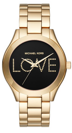 Michael Kors Slim Runway Black Dial Gold Steel Strap Watch for Women - MK3803 Buy Now By Michael Kors