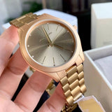 Michael Kors Slim Runway Quartz Gold Dial Gold Steel Strap Watch For Women - MK4501 Buy Now By Michael Kors