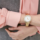 Michael Kors Liliane Mother of Pearl White Dial Gold Steel Strap Watch For Women - MK4555 Buy Now By Michael Kors