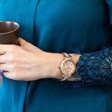 Michael Kors Abbey Three-Hand Analog Crystals Rose Gold Dial Rose Gold Steel Strap Watch for Women - MK4617 Buy Now By Michael Kors