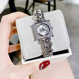Michael Kors Chain Lock Pave Silver Dial Silver Steel Strap Watch For Women - MK4718 Buy Now By Michael Kors