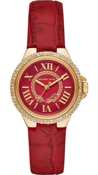 Michael Kors Camille Three-Hand Red Dial Red Leather Strap Watch for Women - MK4750 Buy Now By Michael Kors