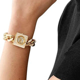 Michael Kors Chain Lock Analog Crystals Silver Dial Gold Steel Strap Watch for Women - MK4809 Buy Now By Michael Kors