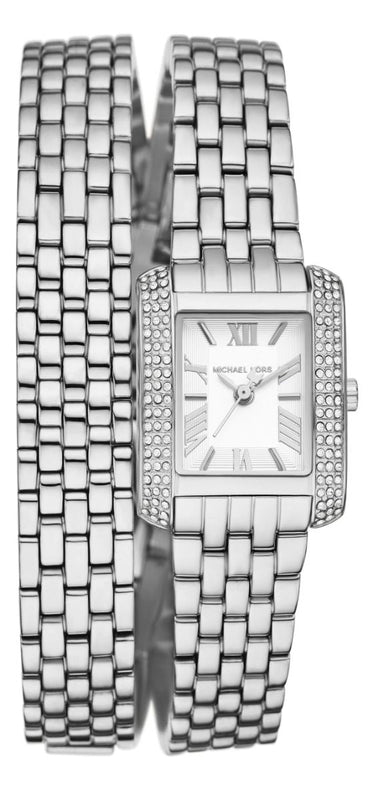 Michael Kors Emery Pave Double Wrap White Dial Silver Steel Strap Watch for Women - MK4834 Buy Now By Michael Kors