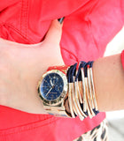 Michael Kors Bel Aire Blue Dial Rose Gold Steel Strap Watch for Women - MK5410 Buy Now By Michael Kors