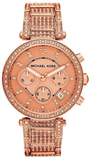 Michael Kors Uptown Glam Parker Chronograph Rose Gold Dial Steel Strap Watch for Women - MK5663 Buy Now By Michael Kors