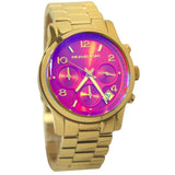 Michael Kors Runway Iridescent Pink Dial Gold Steel Strap Watch for Women - MK5939 Buy Now By Michael Kors