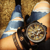 Michael Kors Wren Chronograph Gold Dial Black Steel Strap Watch for Women - MK5961 Buy Now By Michael Kors