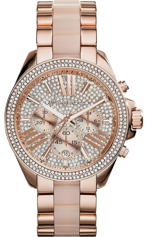 Michael Kors Wren Crystals Rose Gold Dial Rose Gold Steel Strap Watch for Women - MK6096 Buy Now By Michael Kors