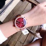 Michael Kors Parker Chronograph Red Dial Rose Gold Steel Strap Watch For Women - MK6106 Buy Now By Michael Kors