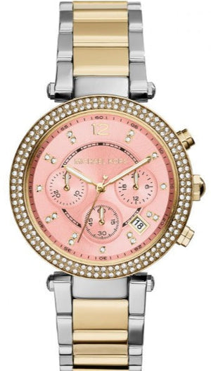 Michael Kors Parker Pink Dial Two Tone Steel Strap Watch for Women - MK6140 Buy Now By Michael Kors