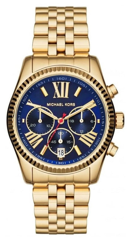 Michael Kors Lexington Chronograph Blue Dial Gold Steel Strap Watch For Women - MK6206 Buy Now By Michael Kors