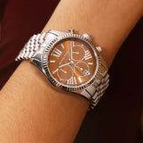 Michael Kors Lexington Chronograph Brown Dial Silver Steel Strap Watch For Women - MK6221 Buy Now By Michael Kors