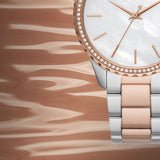 Michael Kors Layton Three Hand Mother of Pearl White Dial Two Tone Steel Strap Watch For Women - MK6849 Buy Now By Michael Kors