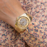 Michael Kors Runway Three-Hand Gold Dial Gold Steel Strap Watch For Women - MK6911 Buy Now By Michael Kors