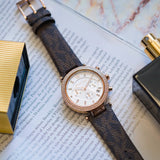 Michael Kors Parker Chronograph White Dial Brown Leather Strap Watch For Women - MK6917 Buy Now By Michael Kors