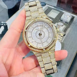 Michael Kors Lennox Three Hand Crystals White Dial Gold Steel Strap Watch For Women - MK6991 Buy Now By Michael Kors