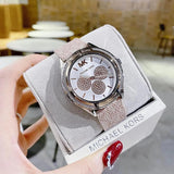 Michael Kors Multifunction Silver Dial Pink Leather Strap Watch For Women - MK7206 Buy Now By Michael Kors