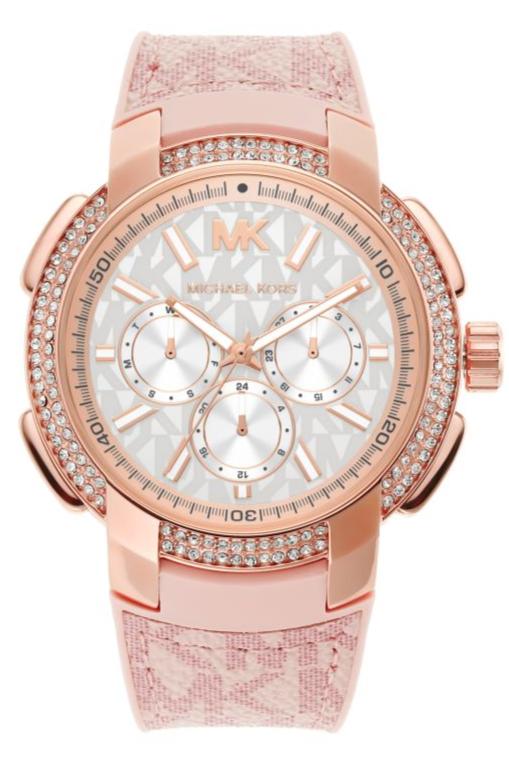 Michael Kors Sidney Multifunction White Dial Pink Silicone Strap Watch For Women - MK7222 Buy Now By Michael Kors