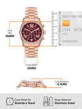 Michael Kors Lexington Chronograph Red Dial Rose Gold Steel Strap Watch For Women - MK7275 Buy Now By Michael Kors