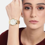 Michael Kors Everest Three-Hand Mother of Pearl White Dial Gold Steel Strap Watch For Women - MK7363 Buy Now By Michael Kors