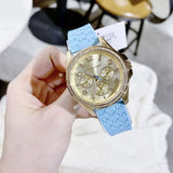 Michael Kors Mini Pilot Quartz Gold Dial Blue Silicone Strap Watch For Women - MK7374 Buy Now By Michael Kors
