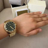 Michael Kors Lexington Three Hand Green Dial Gold Steel Strap Watch For Women - MK7449 Buy Now By Michael Kors